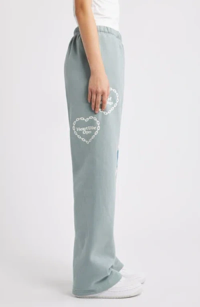 The Mayfair Group Soulful Cotton Blend Wide Leg Sweatpants In Blue