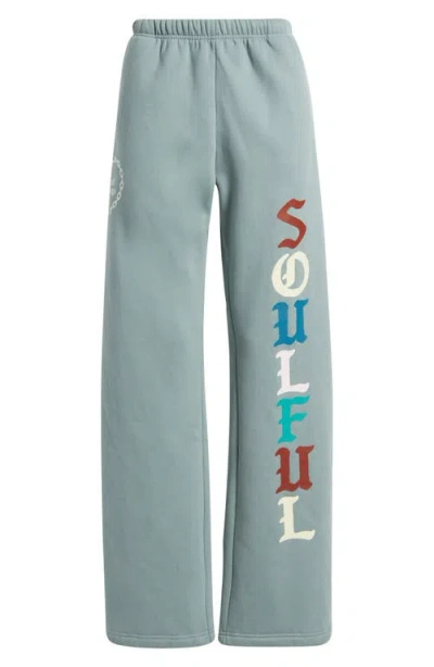 The Mayfair Group Soulful Cotton Blend Wide Leg Sweatpants In Blue