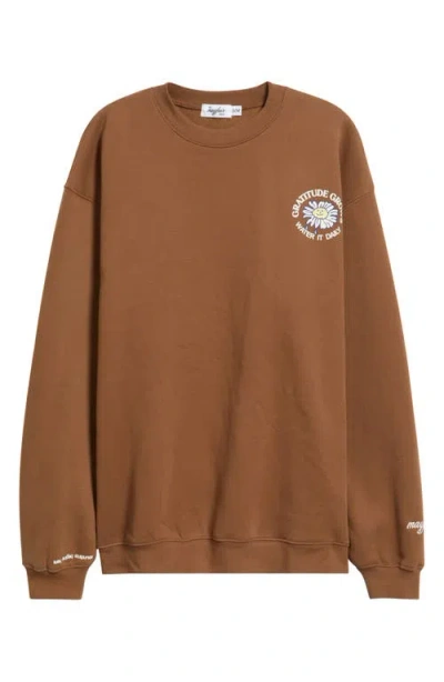 The Mayfair Group Gratitude Grows Rows Graphic Sweatshirt In Brown