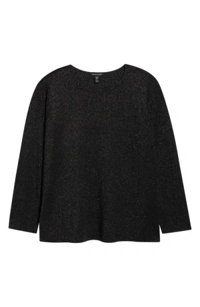 Eileen Fisher Metallic Shimmer Wool Blend Sweater In Black