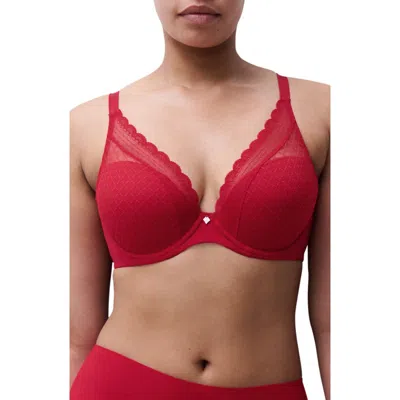 Chantelle Lingerie Norah Chic Underwire Plunge Bra In Red