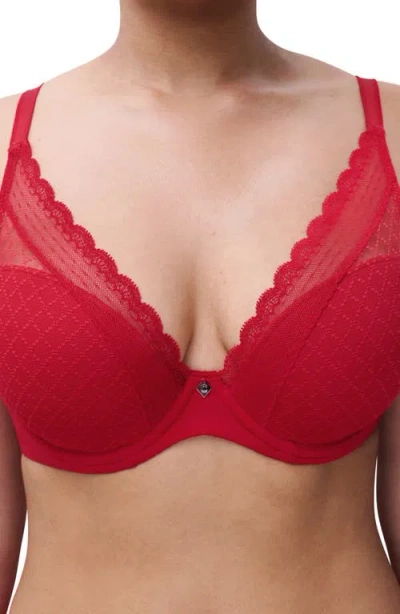 Chantelle Lingerie Norah Chic Underwire Plunge Bra In Red