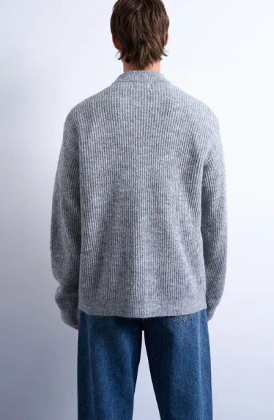 Topman Rib Mock Neck Sweater In Gray