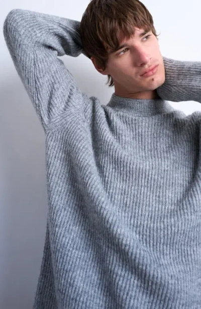 Topman Rib Mock Neck Sweater In Gray