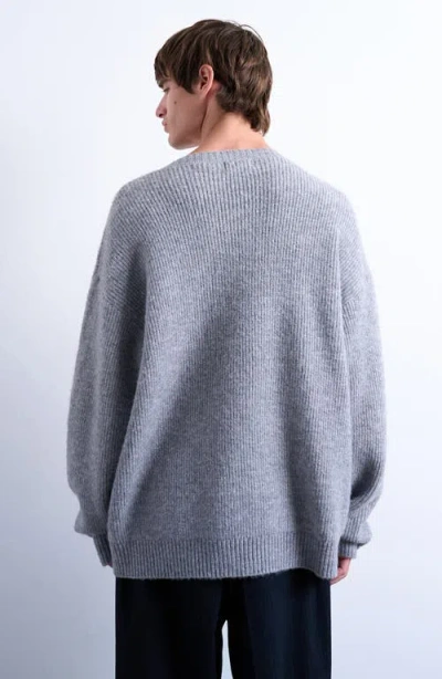 Topman Oversize V-neck Sweater In Gray