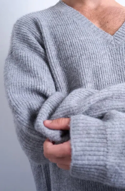 Topman Oversize V-neck Sweater In Gray