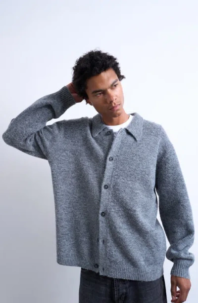 Topman Oversize Rib Polo Sweater In Gray