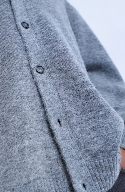 Topman Oversize Rib Polo Sweater In Gray