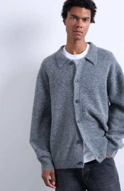 Topman Oversize Rib Polo Sweater In Gray