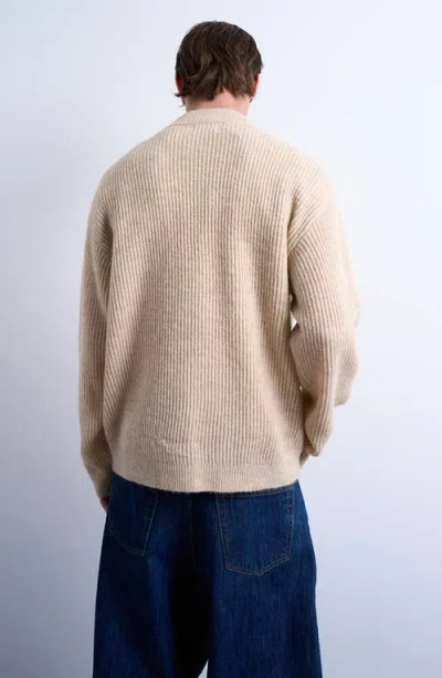 Topman Rib Mock Neck Sweater In Neutral