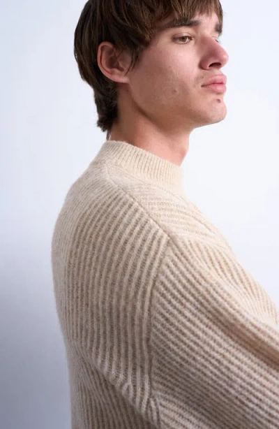 Topman Rib Mock Neck Sweater In Neutral