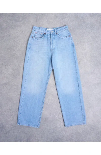 Topshop Column Mid Rise Jeans In Blue