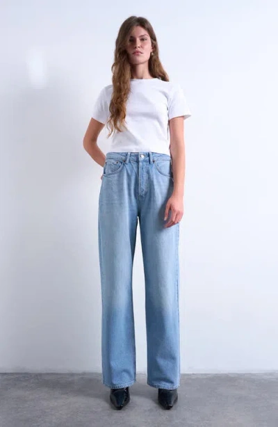 Topshop Column Mid Rise Jeans In Blue