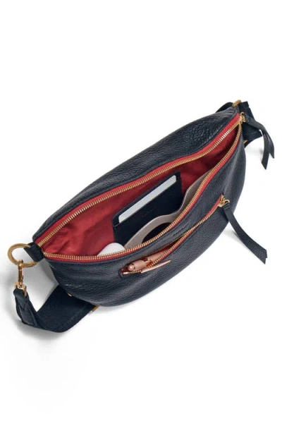 Hammitt Charles Crossbody Black Brushed Gold Red Zip Med