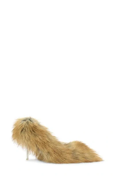 Azalea Wang Jameeck Faux Fur Stiletto Pump In Brown