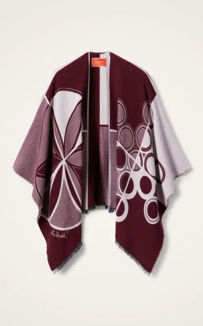 La Doublej Logo-print Cape In Brown