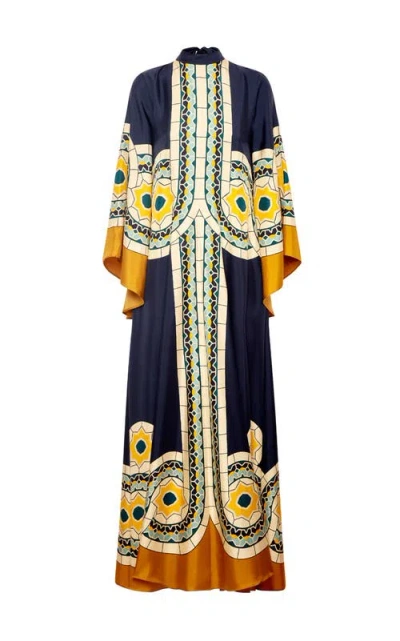 La Doublej La Double J Woman Maxi Dress Navy Size L Silk In Mudejar Blue