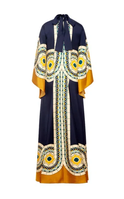 La Doublej La Double J Woman Maxi Dress Navy Size L Silk In Mudejar Blue