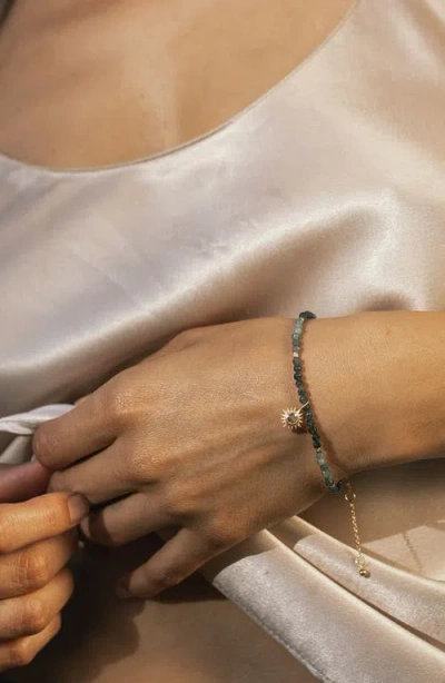 Satya Jewelry Channeling Wisdom Sapphire Starburst Beaded Bracelet In Gold