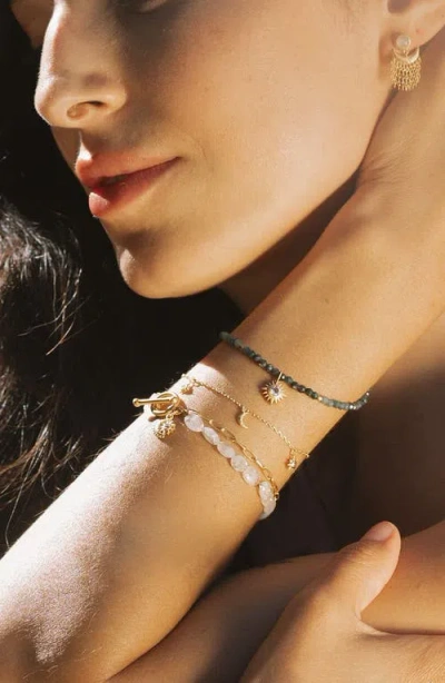 Satya Jewelry Channeling Wisdom Sapphire Starburst Beaded Bracelet In Gold