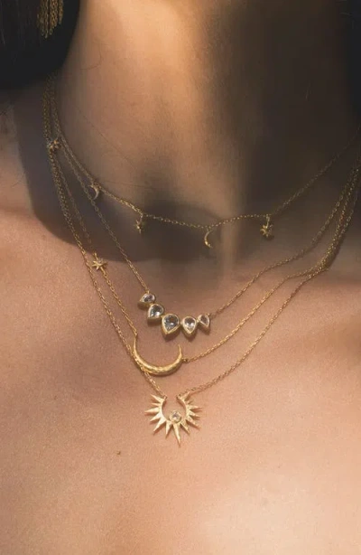 Satya Jewelry Ethereal Guide Moonstone Moon And Star Necklace In Gold