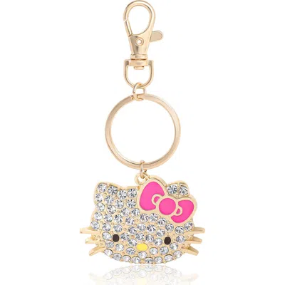 Hello Kitty Pave Crystal Bling Embellished Travel Keychain In Gold
