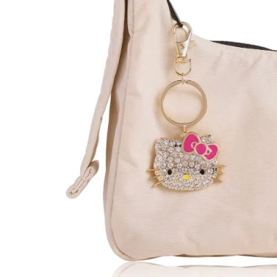 Hello Kitty Pave Crystal Bling Embellished Travel Keychain In Gold