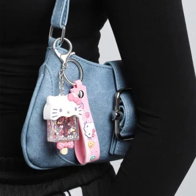 Hello Kitty Acrylic Liquid Popsicle Keychain In Metallic