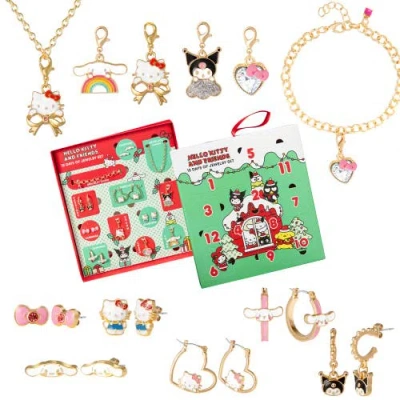 Hello Kitty Advent Calendar 12-piece Jewelry Set With Earrings, Charms, And Bracelets In Multi