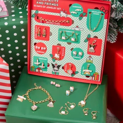Hello Kitty Advent Calendar 12-piece Jewelry Set With Earrings, Charms, And Bracelets In Multi