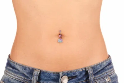 Hello Kitty 14g Stainless Steel (316l) Piercing Element Dangle Belly Button Ring In Metallic