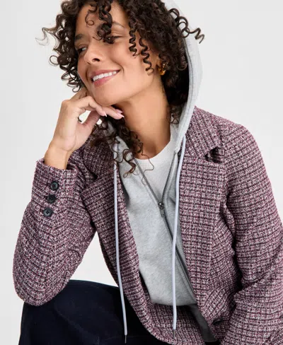 Liverpool Los Angeles Tweed Blazer With Removable Hoodie Insert In Multi