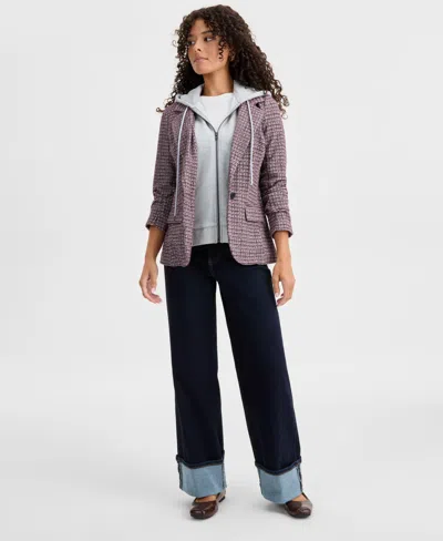 Liverpool Los Angeles Tweed Blazer With Removable Hoodie Insert In Multi