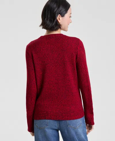 Holiday Lane Women's Santa-embroidered Sweater, Macy's Exclusive In Red