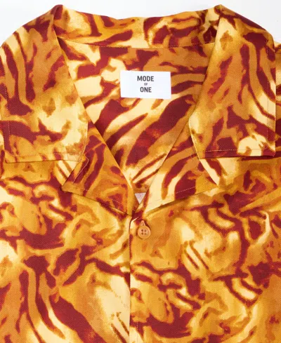 Mode Of One Men's Relaxed-fit Zebra Camp Shirt, Macy's Exclusive In Orange