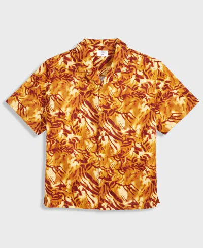 Mode Of One Men's Relaxed-fit Zebra Camp Shirt, Macy's Exclusive In Orange