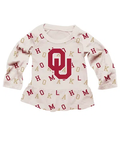 Wes & Willy Girls Toddler 2-piece Oatmeal Oklahoma Sooners Ruffle Raglan Long Sleeve T-shirt And Leggings Set In Burgundy