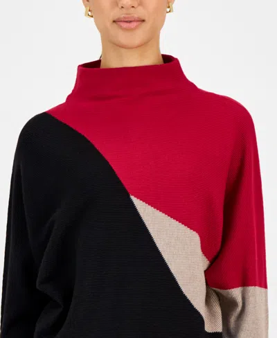 T Tahari Color Blocked Dolman Sleeve Sweater In Pink