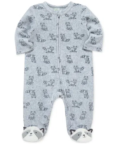 Little Me Baby Boys Raccoon-print Footed Coverall In Blue