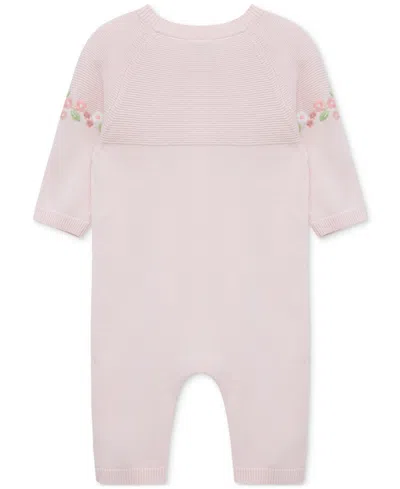 Little Me Baby Girls Cotton Garland Sweater Coverall In Pink