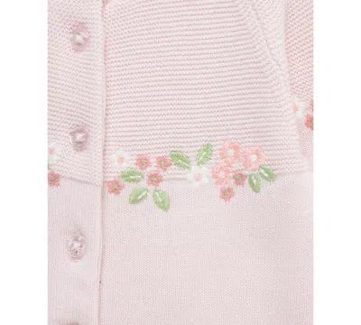 Little Me Baby Girls Cotton Garland Sweater Coverall In Pink