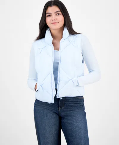 Madden Girl Juniors' Bow-trim Puffer Vest In Blue