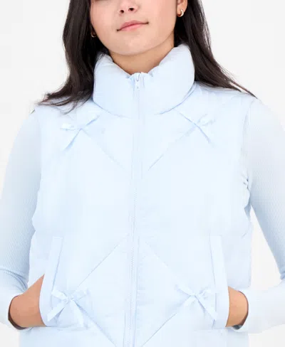 Madden Girl Juniors' Bow-trim Puffer Vest In Blue