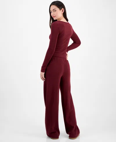 Madden Girl Juniors Hacci Ribbed Top Drawstring Pants In Multi