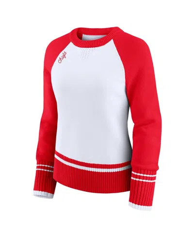 Wear By Erin Andrews Women's White/red Kansas City Chiefs Color Block Raglan Sweater In Multi