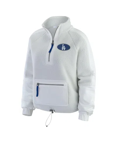 Wear By Erin Andrews Women's Gray Los Angeles Dodgers Polar Fleece Quarter-zip Jacket In Multi