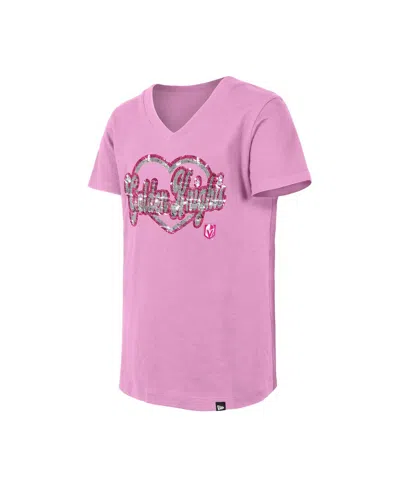 New Era Big Girls Pink Cincinnati Bengals Flip Sequins V-neck T-shirt In Pink