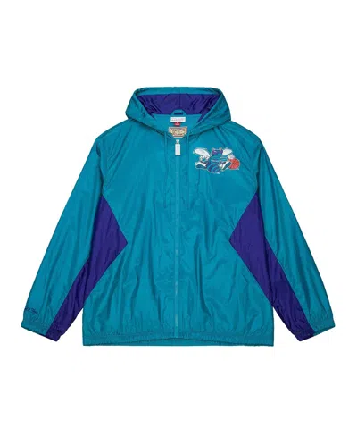 Mitchell & Ness Men's Teal Charlotte Hornets Playmaker Full-zip Windbreaker Jacket In Blue