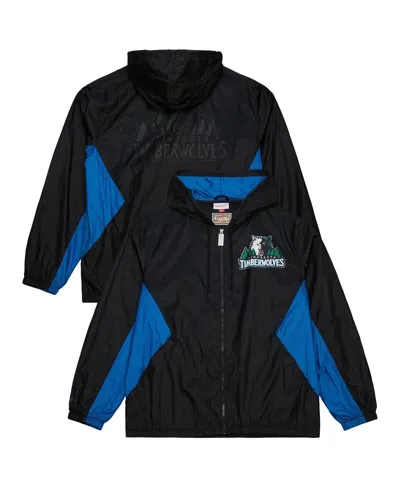 Mitchell & Ness Men's Black Minnesota Timberwolves Playmaker Full-zip Windbreaker Jacket In Black