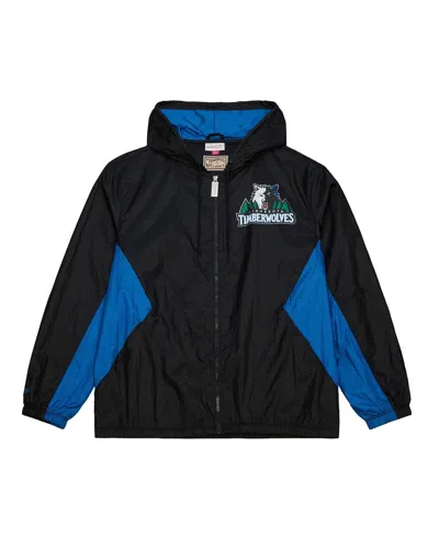 Mitchell & Ness Men's Black Minnesota Timberwolves Playmaker Full-zip Windbreaker Jacket In Black